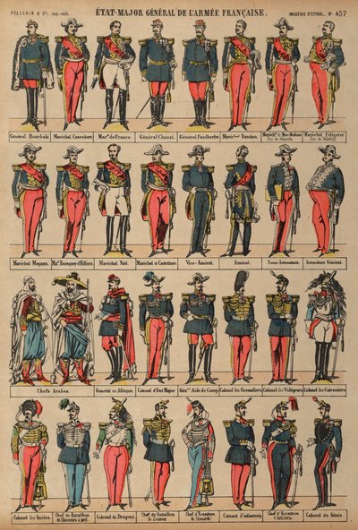 Estado-Maior do Exército Francês (gravura a cores) de French School