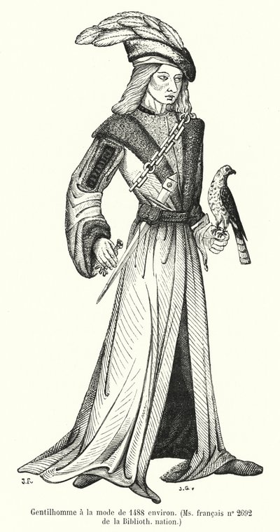 Gentleman in the fashion of 1488 (gravura) de French School