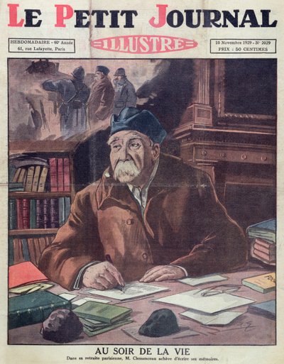 Georges Clemenceau (1841-1929) na velhice, capa do Le Petit Journal 10 de novembro de 1929 de French School