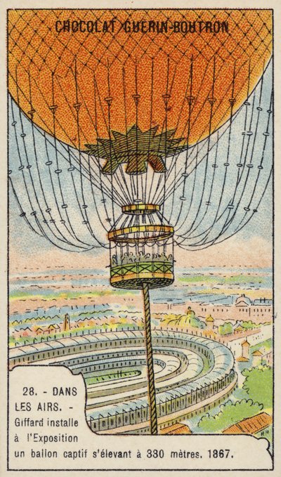 Balão amarrado de Giffard na Exposição Internacional, Paris, 1867 de French School