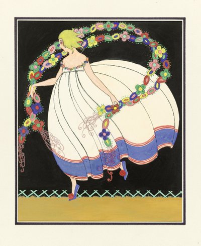 Garota dançando com uma guirlanda dupla, pub. 1920 de French School