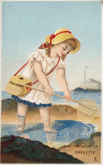 Menina, pesca, para, camarões de French School