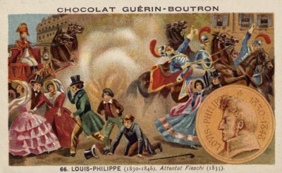 A tentativa de Giuseppe Marco Fieschi de assassinar o rei Louis Philippe da França, Paris, 1835 de French School