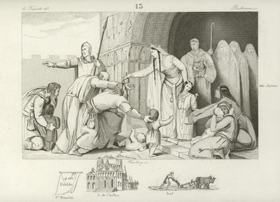 Dar esmola aos pobres, reinado de Clotário III, rei da Nêustria e Borgonha, séc. VII de French School