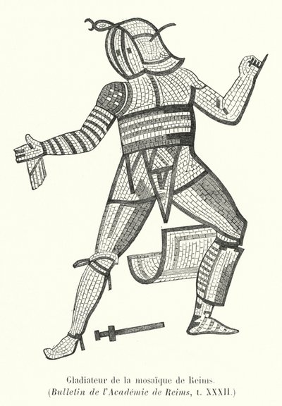 Gladiador do mosaico Rheims (gravura) de French School