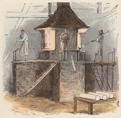 Fabricação de vidro (gravura colorida) de French School