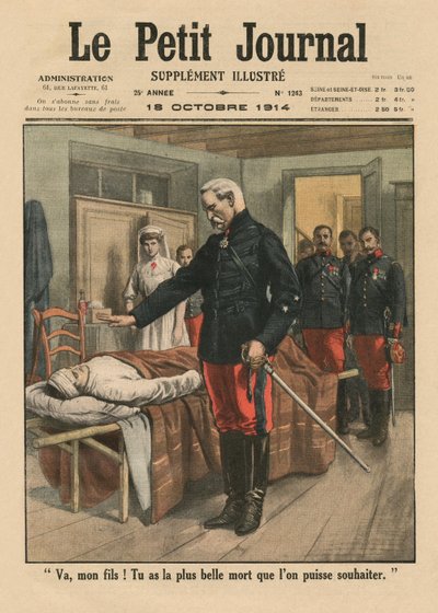Vai, meu filho, você tem a morte mais linda do que se pode desejar, ilustração da capa do Le Petit Journal, suplemento ilustre, 18 de outubro de 1914 de French School