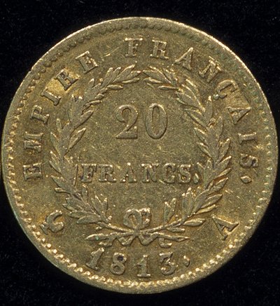 Moeda de ouro de 20 francos (Napoleão) de 1813. atrás. de French School
