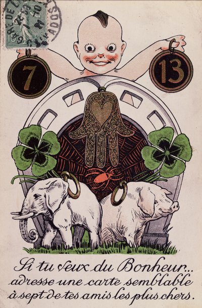 Cartão de boa sorte, c.1920 de French School
