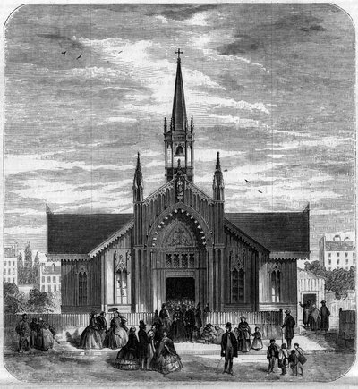 Arquitectura gótica: vista da fachada da igreja de Sainte Marie des Champs, Paris de French School