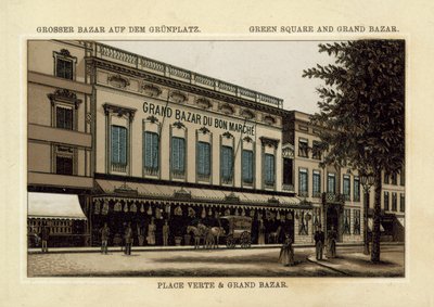 Grand Bazar du Grand Marche, Place Verte, Antuérpia (chromolitho) de French School