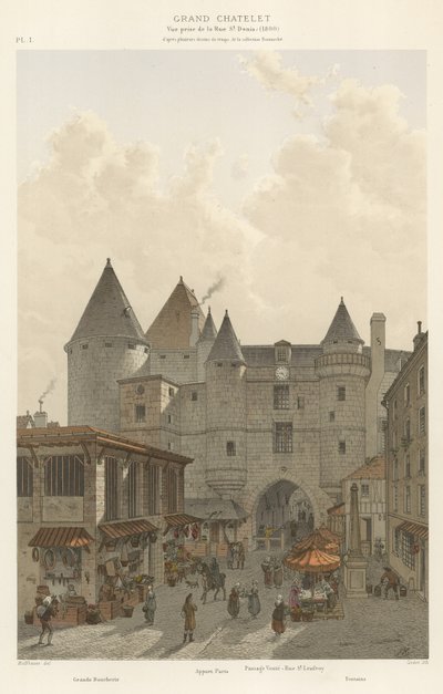 Grande Chatelet, vista da rua de St Denis, 1800 de French School