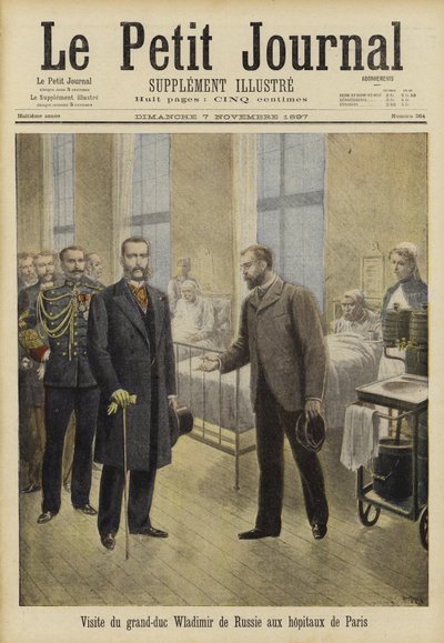 Grão-Duque Vladimir da Rússia visitando os hospitais de Paris, 1897 de French School