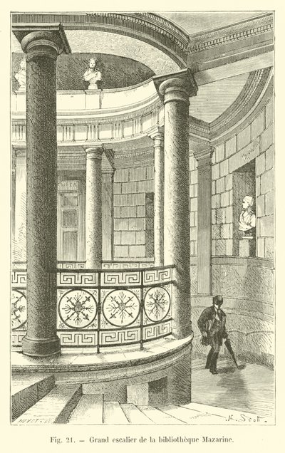 Grande escadaria da biblioteca Mazarine de French School