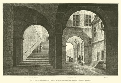 Grande escadaria de Chatelet, depois de um tom de aqua, publicado em Londres, em 1809 de French School