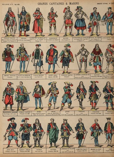 Grandes figuras militares (gravura a cores) de French School