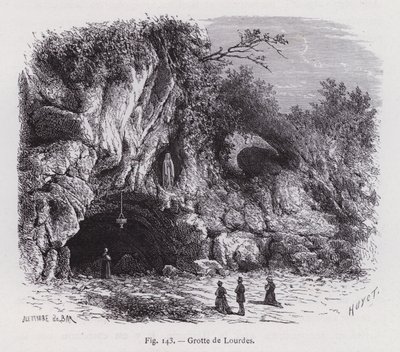 Gruta de Lourdes (gravura) de French School