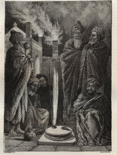 Guebre (ou Zoroastrian) perto de Baku (Baku, Azerbaijão) - Fireworshippers - Nova Enciclopédia Nacional de Maurice La Charest - 1870 - de French School