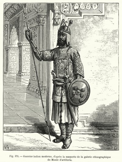 Guerreiro indiano moderno, baseado no modelo da galeria etnográfica do Museu de Artilharia (gravura) de French School