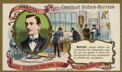 Guglielmo Marconi, inventor italiano e pioneiro da rádio (chromolitho) de French School