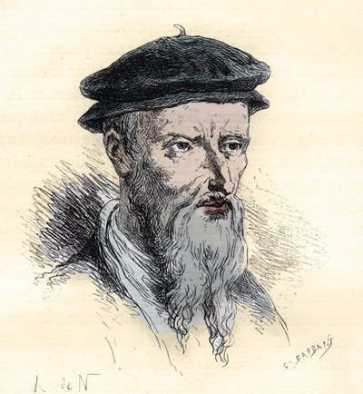 Guillaume Farel - William Farel - 1489-1565 - gravura de "L