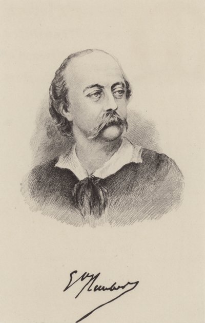 Gustave Flaubert, romancista francês (gravura) de French School