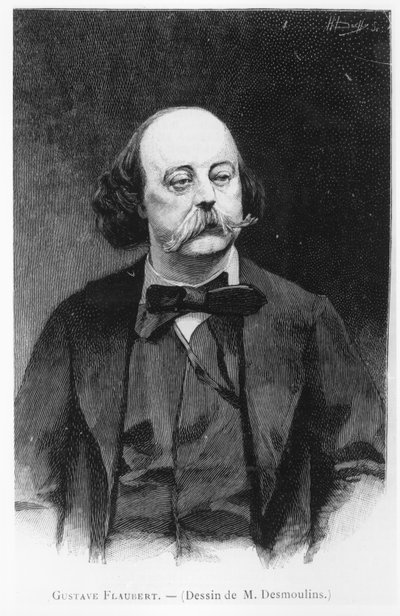 Gustave Flaubert, após um desenho de M. Desmoulins, gravado por Henri Dochy (século XIX) de French School