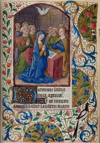 H - L-3-3 fol. 104r Pentecostes, do Livro das Horas, Uso de Paris, meados do século XV de French School