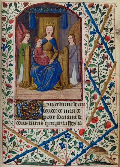 H - L-3-3 fol. 148r Virgem com o Menino, do Livro das Horas, Uso de Paris, meados do século 15 de French School