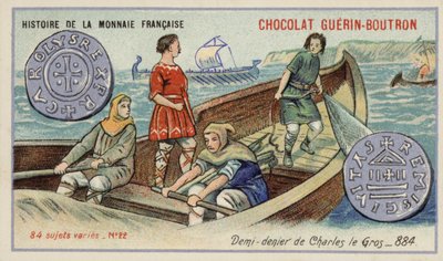 Meio negador de Charles the Fat, 884 (chromolitho) de French School