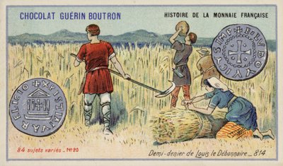 Meio negador de Louis the Pious, 814 (chromolitho) de French School