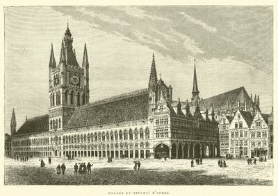 Salões e Belfry de Ypres (gravura) de French School