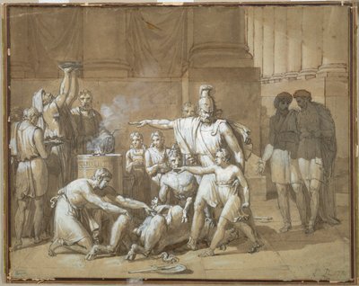 Hannibal Swearing Eternal Enmity toward Rome, c. 1808 (caneta e tinta com aguada sobre grafite) de French School