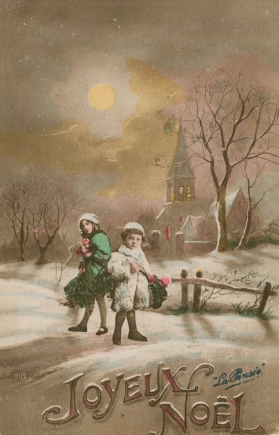 Feliz Natal. Postal enviado em 1913. de French School