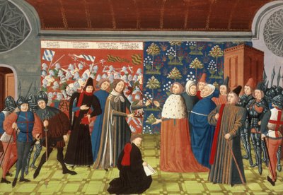 Harl.4380 f.184v Richard II cede a coroa ao Conde de Derby, de Froissart