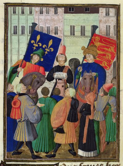 Harl 4379 f.182v Proclamação de uma trégua entre Inglaterra e França de French School