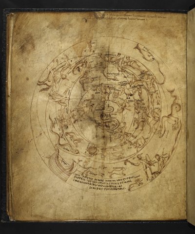 Harley 647 f.21v Diagrama dos Hemisférios Norte e Sul, de 