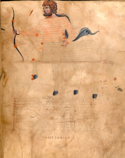 Harley 647, f.3v Ilustração da Constelação de Sagitário, de 
