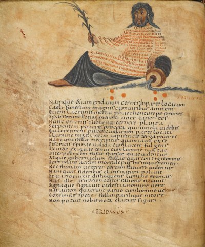 Harley 647, fol.10v Ilustração da constelação Eridanus, e texto, c.820-40 (vellum) de French School