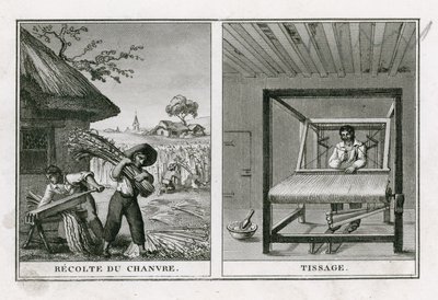 Colheita de cânhamo e tecelagem de cânhamo de French School