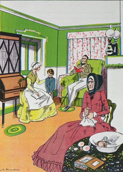 Ele não sabe disso. Terrível., Interrompeu a senhorita Murdstone, do capítulo IV de David Copperfield por Charles Dickens (1812-1870). de French School
