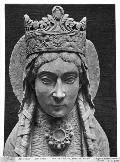 Cabeça de St. Clotilda, da Igreja Notre-Dame de Corbeil (gesso) (detalhe) (ver também 383111) de French School
