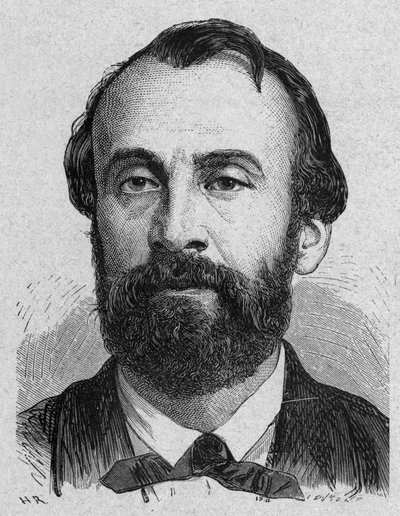 Henri Giffard (1825-1882) inventor francês do aeróstato a vapor, gravura de French School