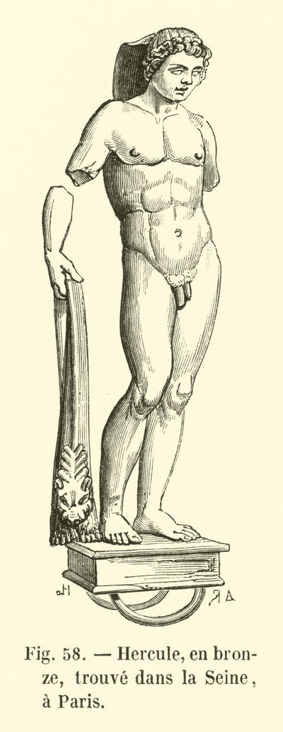 Hércules, em bronze, encontrado no Sena, Paris (gravura) de French School
