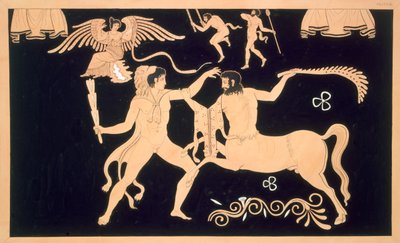 Hércules em combate com o centauro Chiron, publicado em 1808-10 de French School