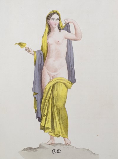 Hermafrodita, de um afresco de Pompeia, c.1800 de French School