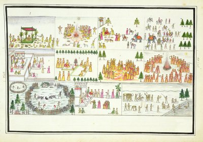 Festivais Hindus incluindo Dasehra, Diwali e Holi do The Gentil Album, publicado em 1774 de French School