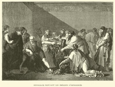 Hipócrates recusando os presentes de Artaxerces (gravura) de French School