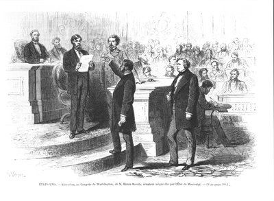 Hiram Revels, o primeiro senador negro do Estado do Mississippi a ser empossado no Congresso de Washington de French School