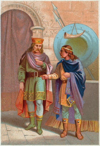 História. França. Childeric I, rei Merovingiano, expulso pelos francos. Imagery, França, c.1900 (impresso) de French School